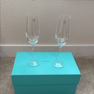 Tiffany & Co. Clear Crystal Flutes on Iconic Blue Box